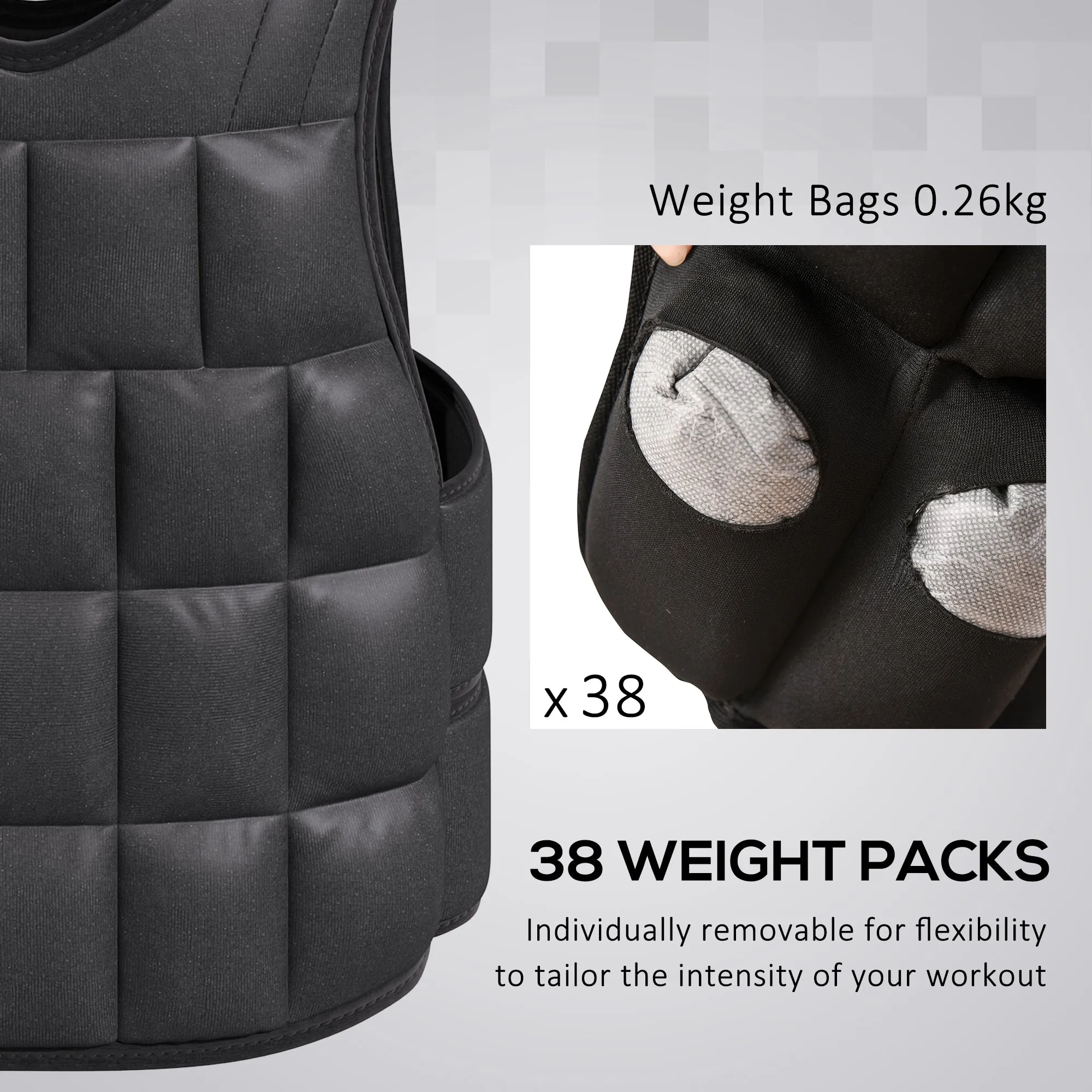 20kg Adjustable Metal Sand Weight Vest Black