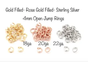 25 PIECES 14k Gold Filled OPEN Click and Lock Jump Rings 4mm 22gauge 20gauge 18gauge Open Jump Rings O Ring Jewelry Findings Links