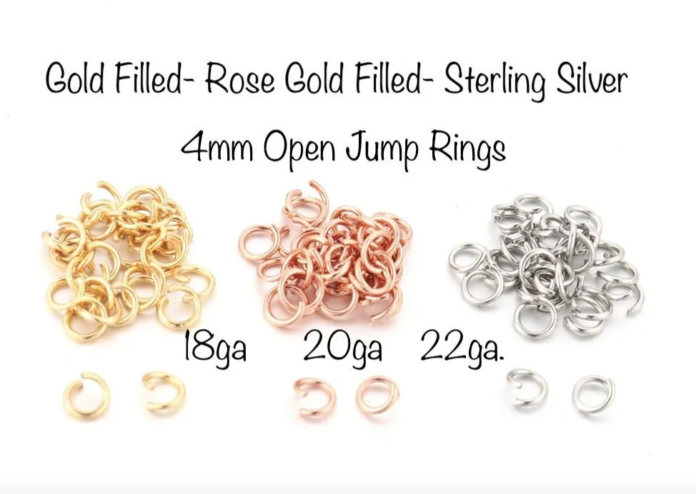 25 PIECES 14k Gold Filled OPEN Click and Lock Jump Rings 4mm 22gauge 20gauge 18gauge Open Jump Rings O Ring Jewelry Findings Links