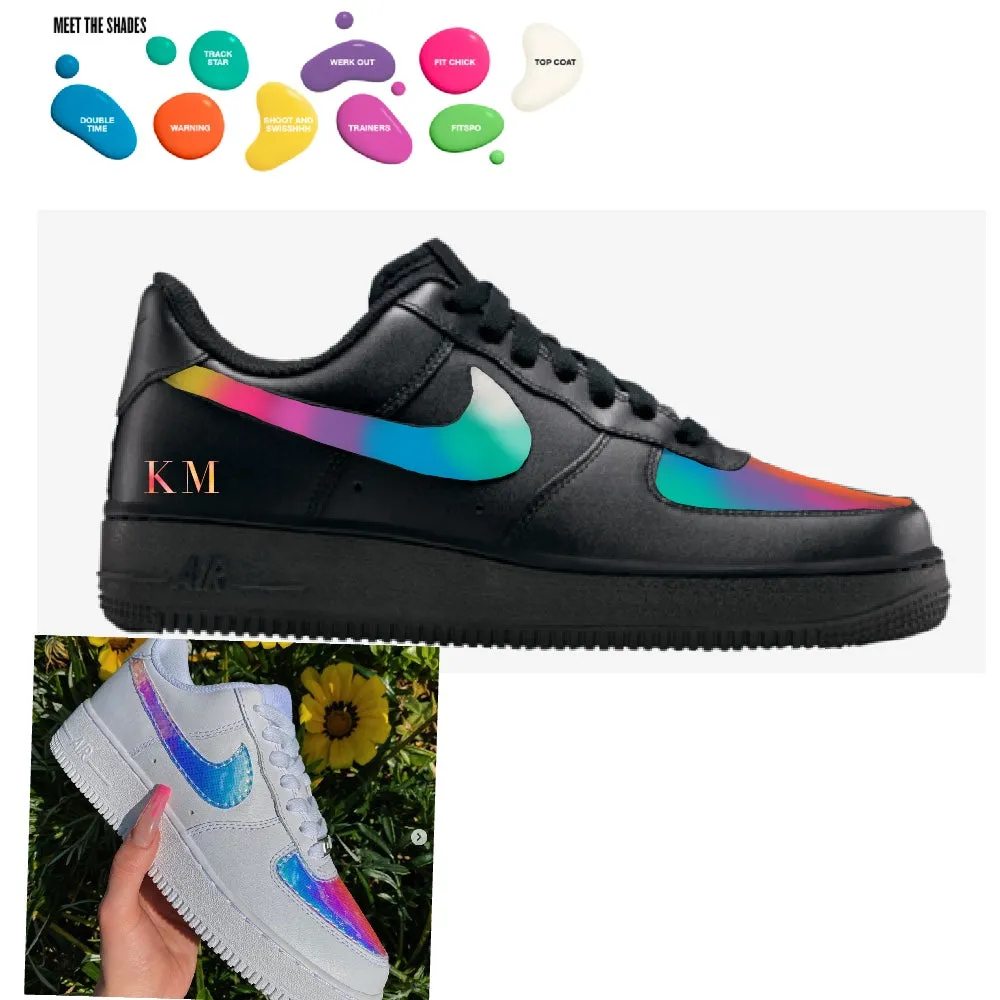 31 Pairs of Custom Hand Painted Black Nike AF1 Lows - Sinful Colors/ Initials  - Custom Order