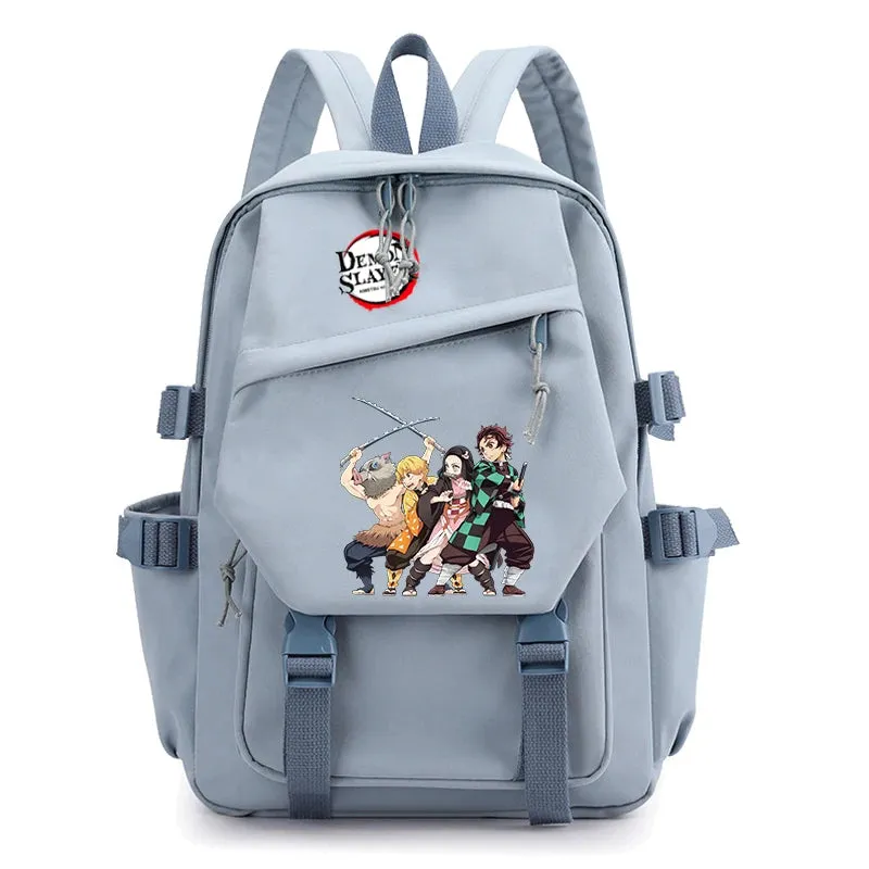 3Pcs/set Demon Slayer Backpack Student Back To School Bag Children Girl Boy Schoolbag Teenage Lunch Bags Large Travel Backpack