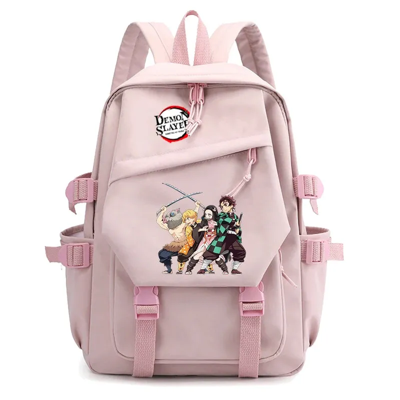 3Pcs/set Demon Slayer Backpack Student Back To School Bag Children Girl Boy Schoolbag Teenage Lunch Bags Large Travel Backpack