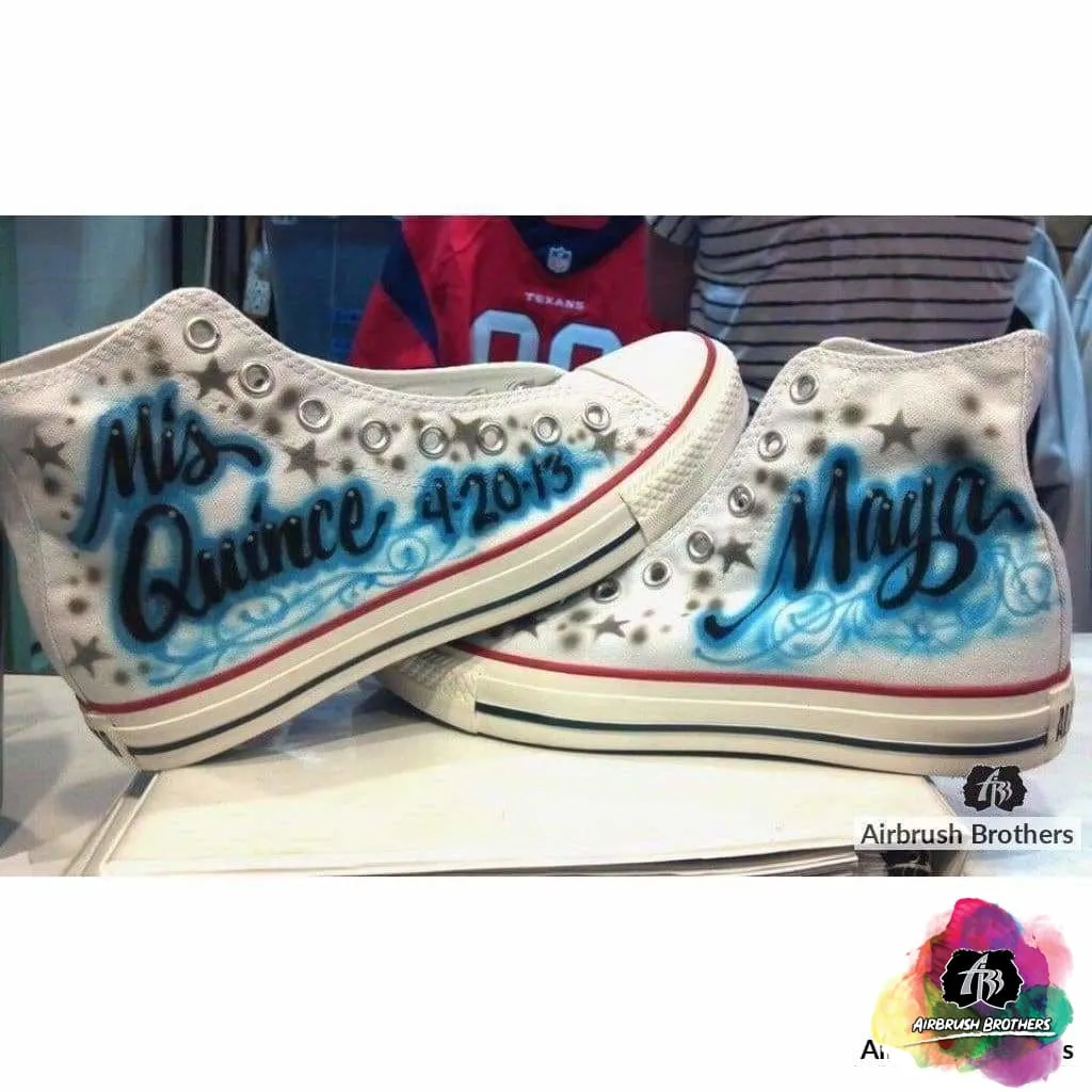 Airbrush Gray Stars Quince Shoe Design