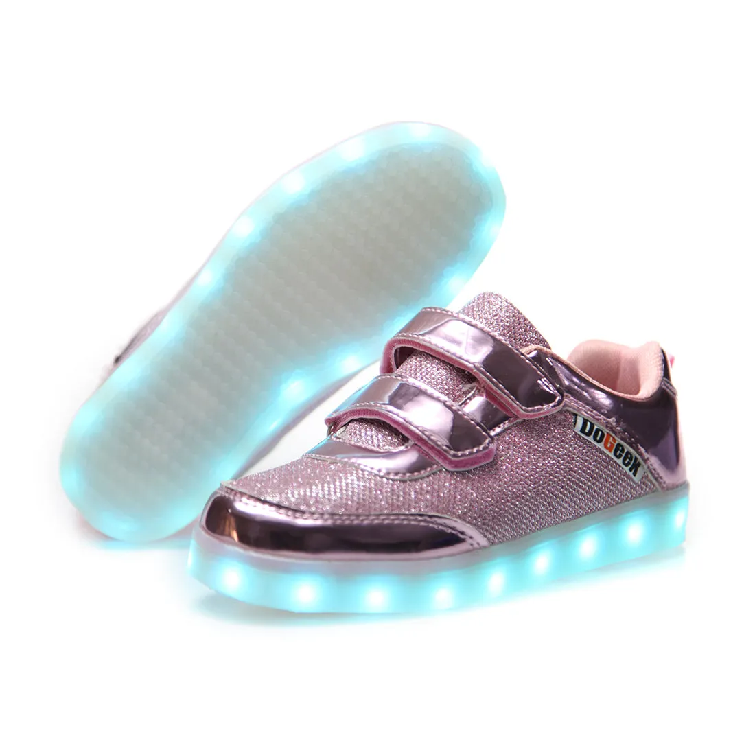 DoGeek Kids Bling Bling Net Light Up Shoes for Boys and Girls, Pink, Size 25-37 EU