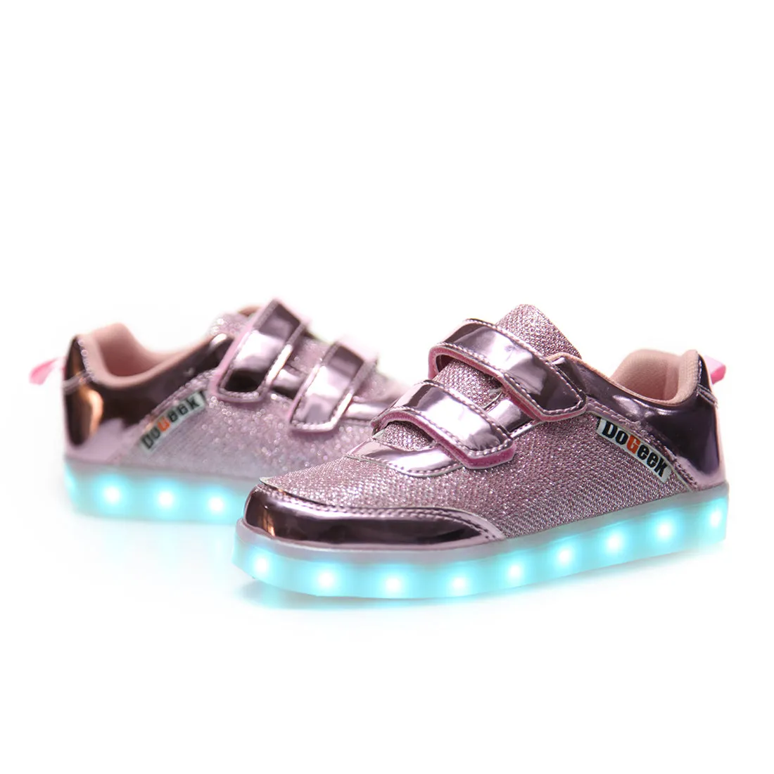 DoGeek Kids Bling Bling Net Light Up Shoes for Boys and Girls, Pink, Size 25-37 EU