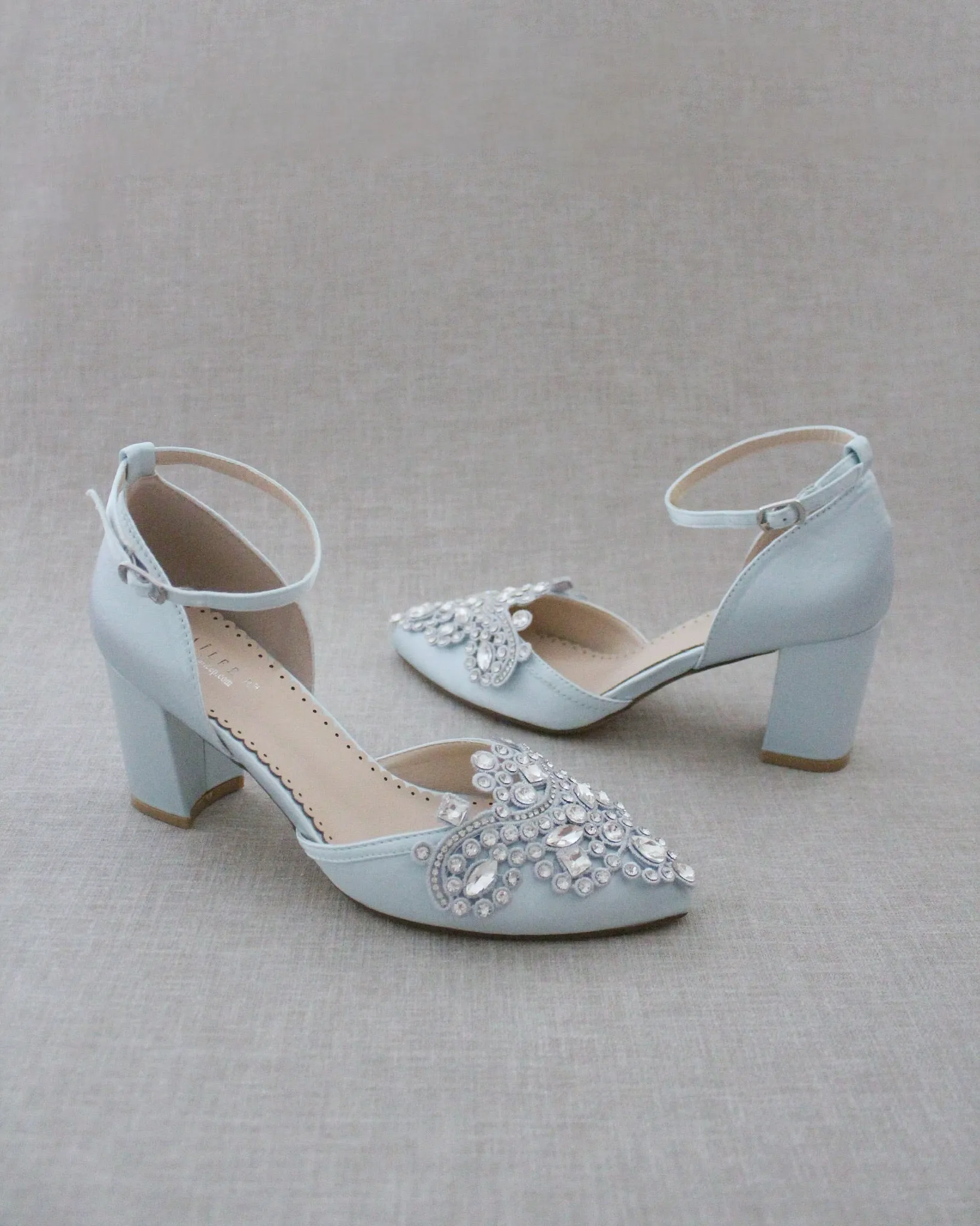 Embellished Rhinestones Block Heel for Wedding