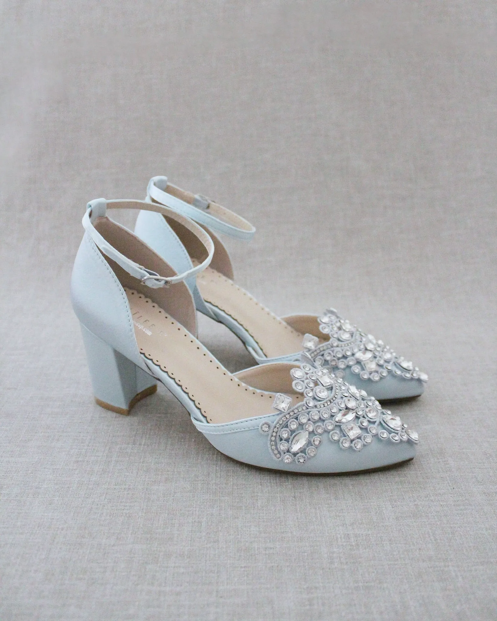 Embellished Rhinestones Block Heel for Wedding