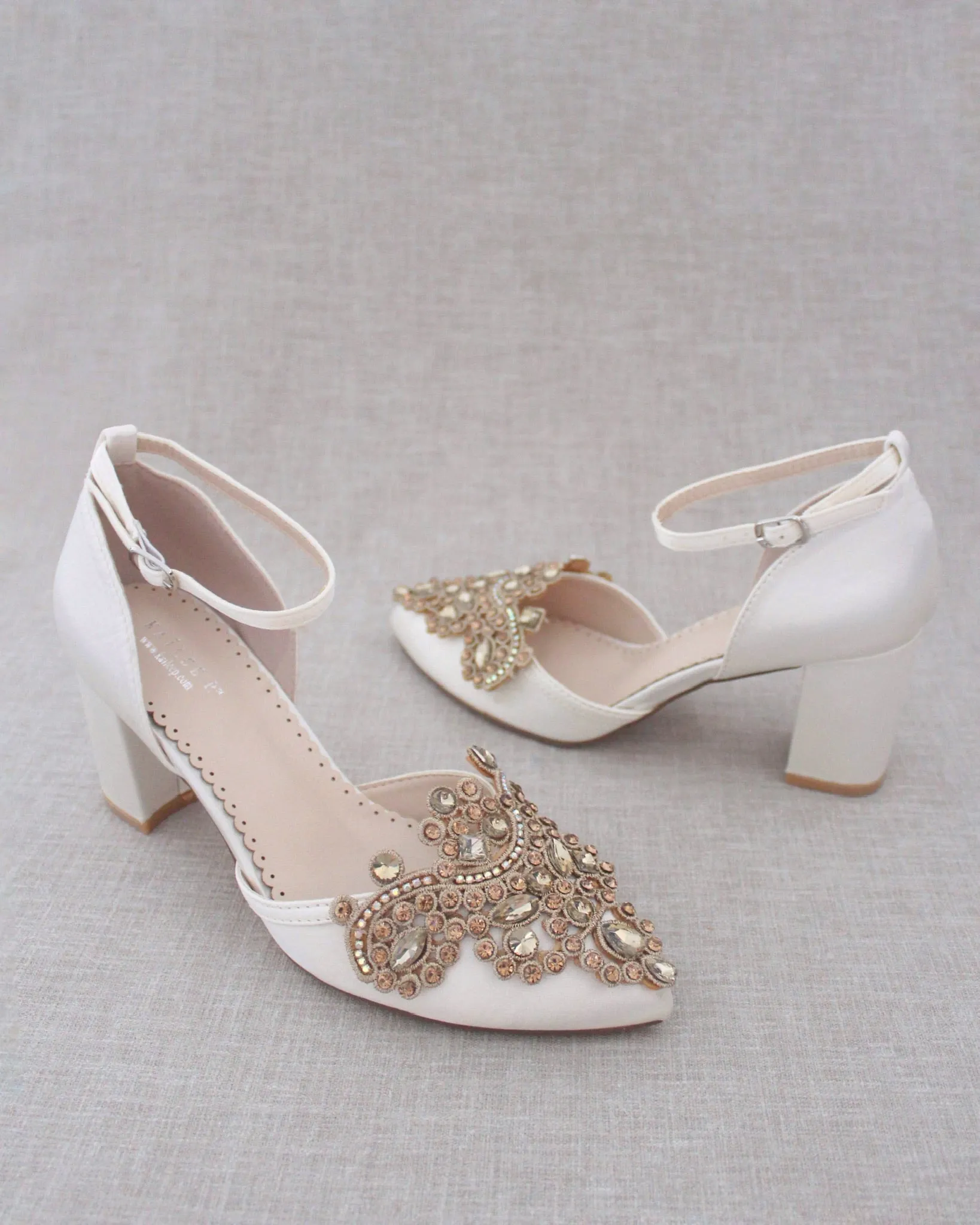 Embellished Rhinestones Block Heel for Wedding