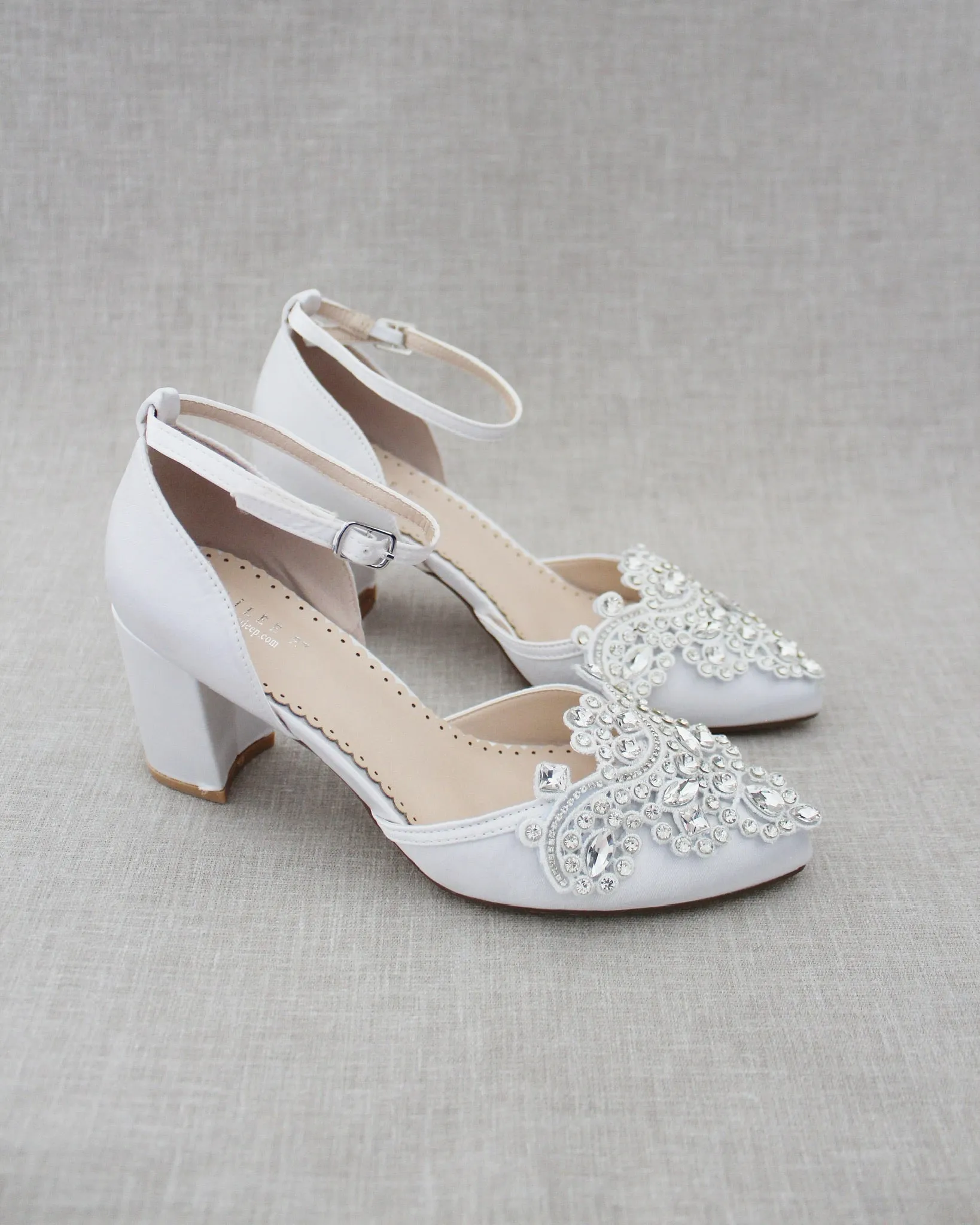 Embellished Rhinestones Block Heel for Wedding