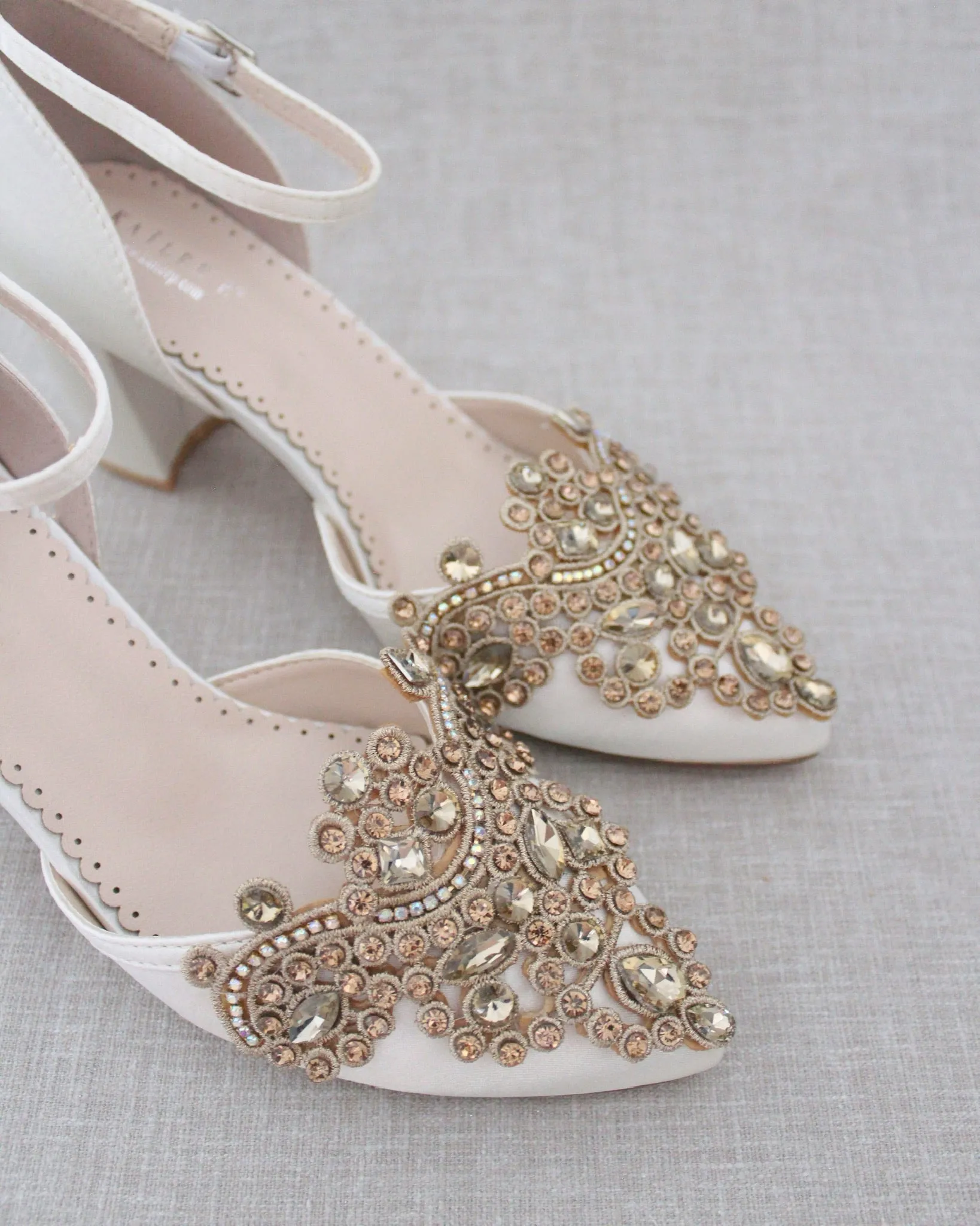 Embellished Rhinestones Block Heel for Wedding