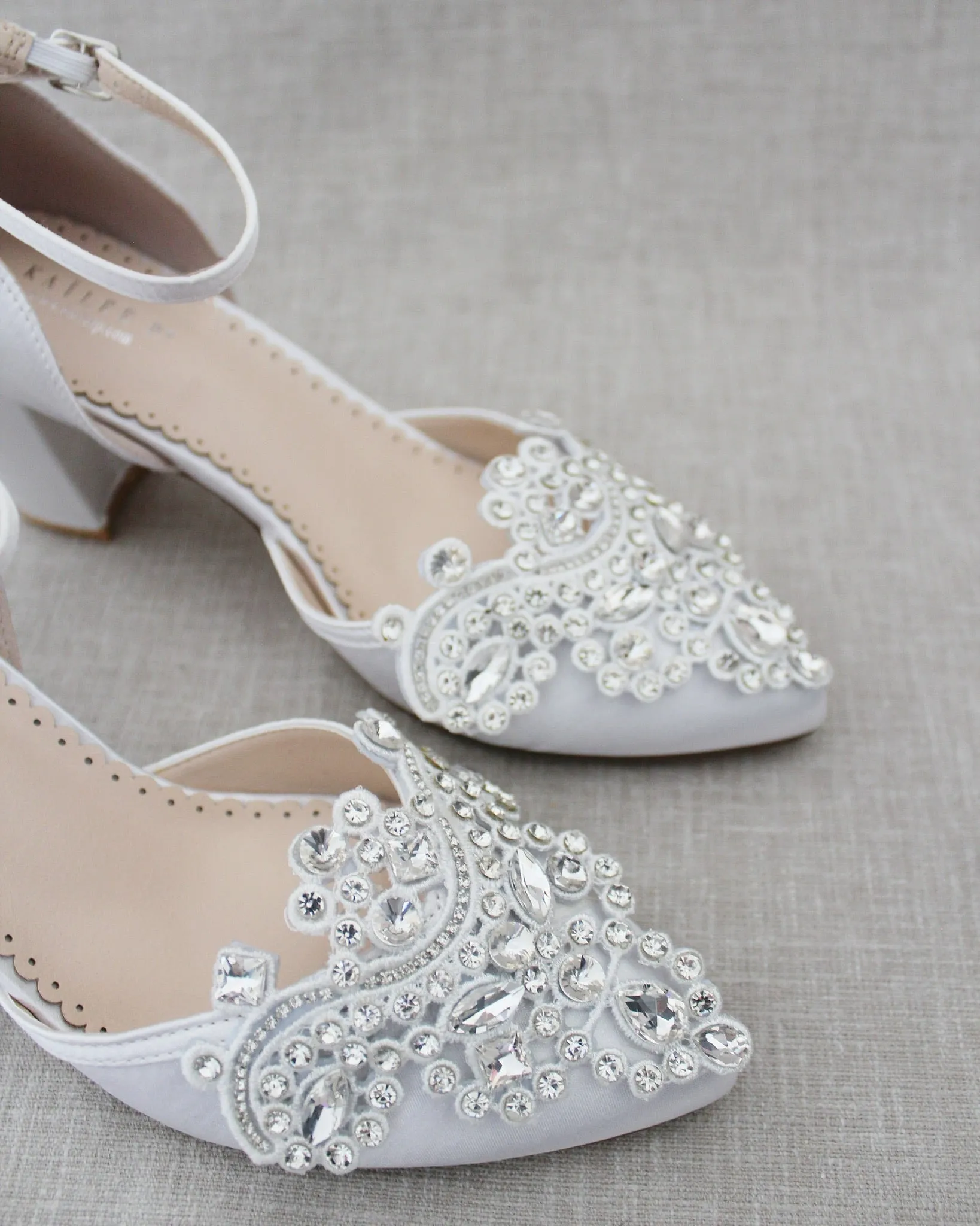 Embellished Rhinestones Block Heel for Wedding