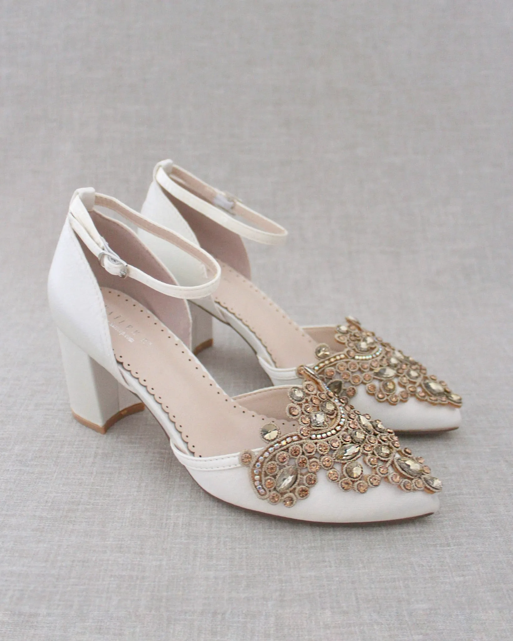 Embellished Rhinestones Block Heel for Wedding