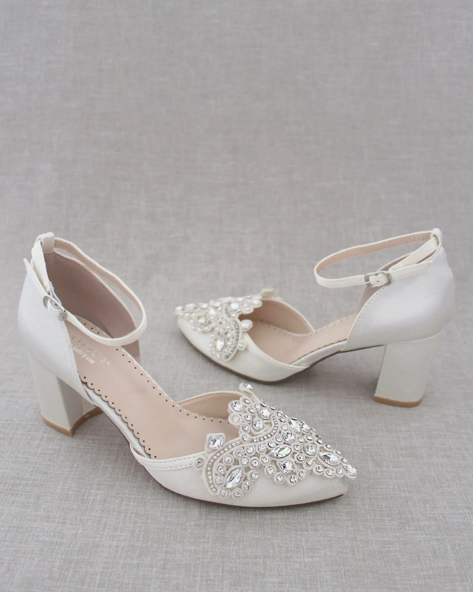 Embellished Rhinestones Block Heel for Wedding