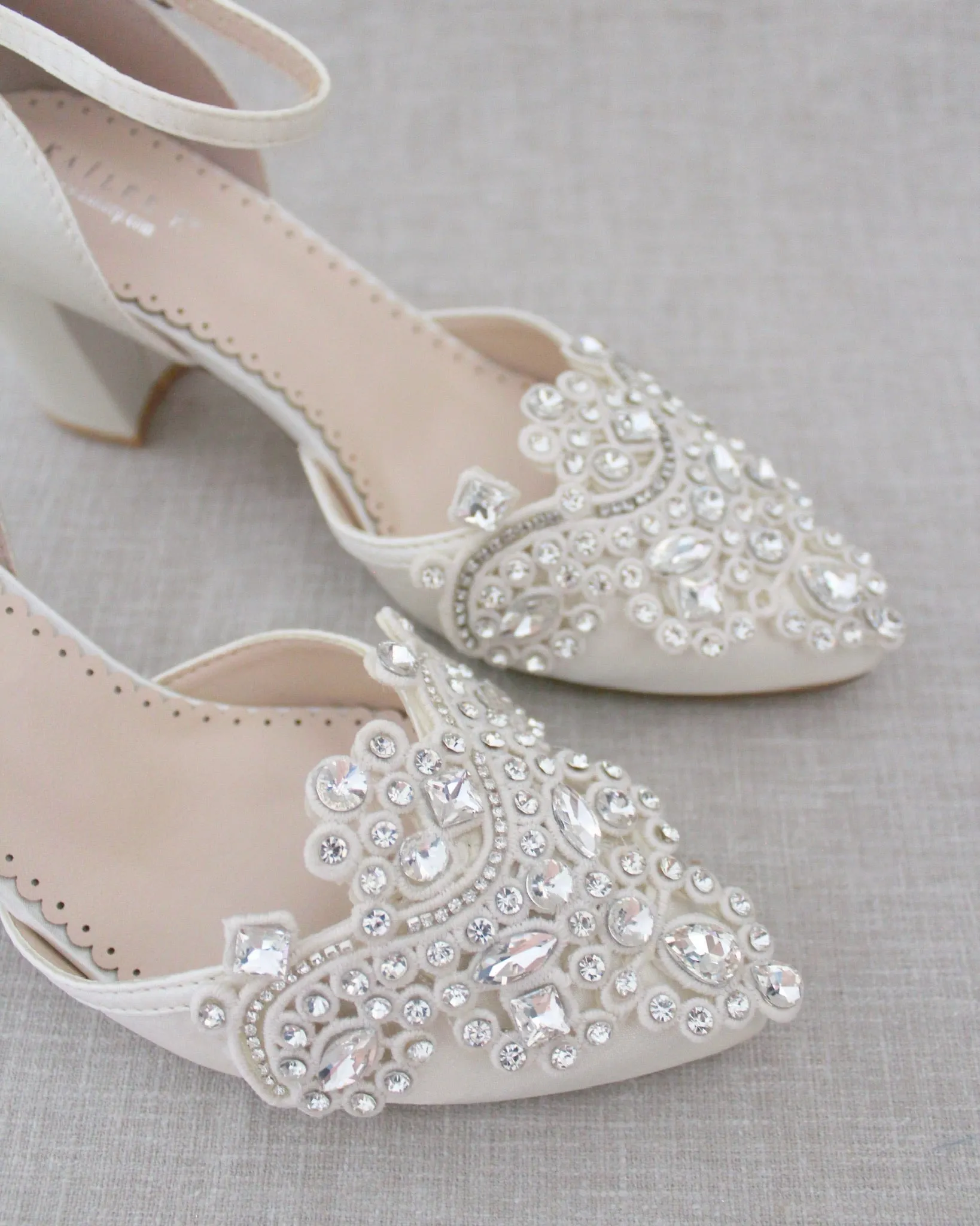 Embellished Rhinestones Block Heel for Wedding