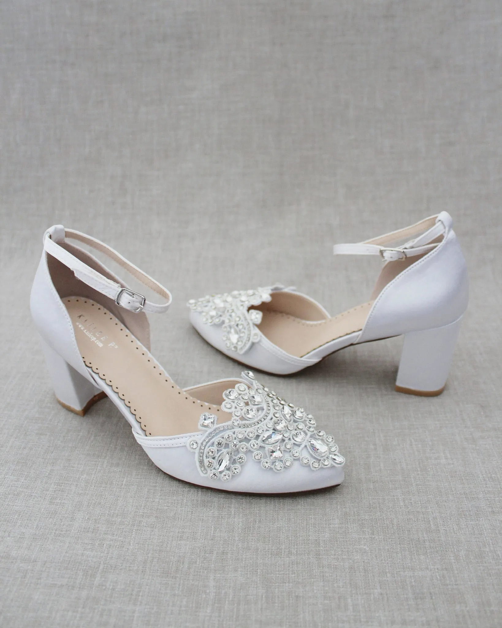 Embellished Rhinestones Block Heel for Wedding