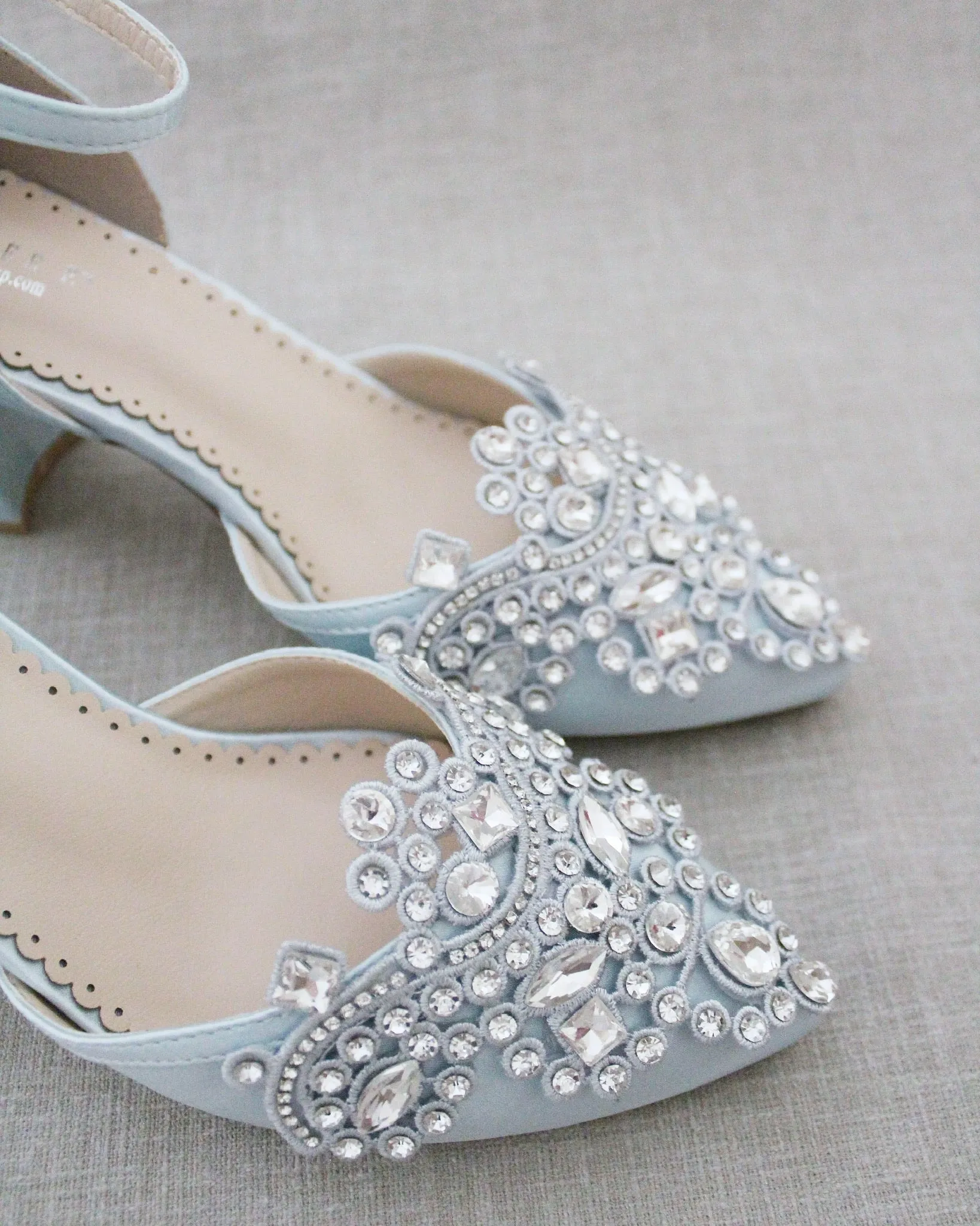 Embellished Rhinestones Block Heel for Wedding