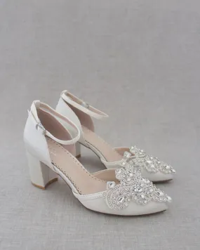 Embellished Rhinestones Block Heel for Wedding