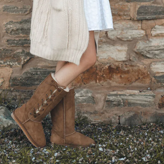 Emu Platinum Hi Lace Chestnut Sheepskin Boots