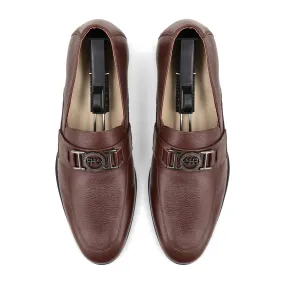 FHS Gun Metal Buckled Loafers - Brown