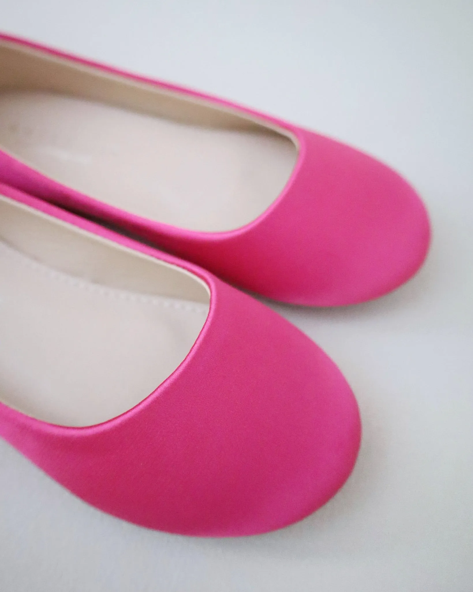 Fuchsia Satin Flats with Ankle Tie