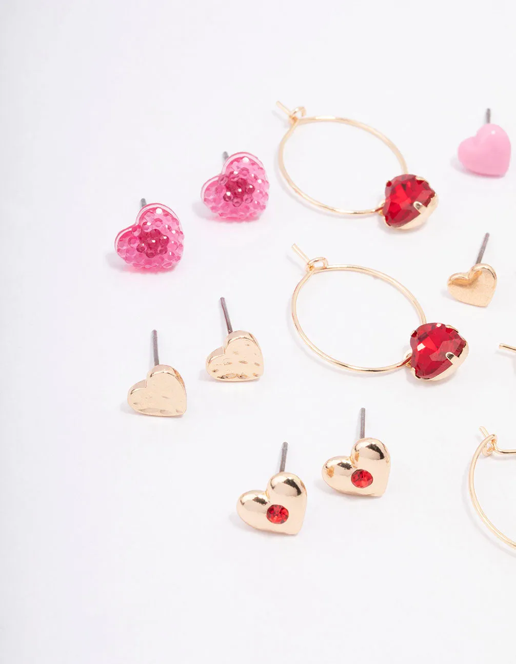 Gold Mixed Heart Earring 8-Pack