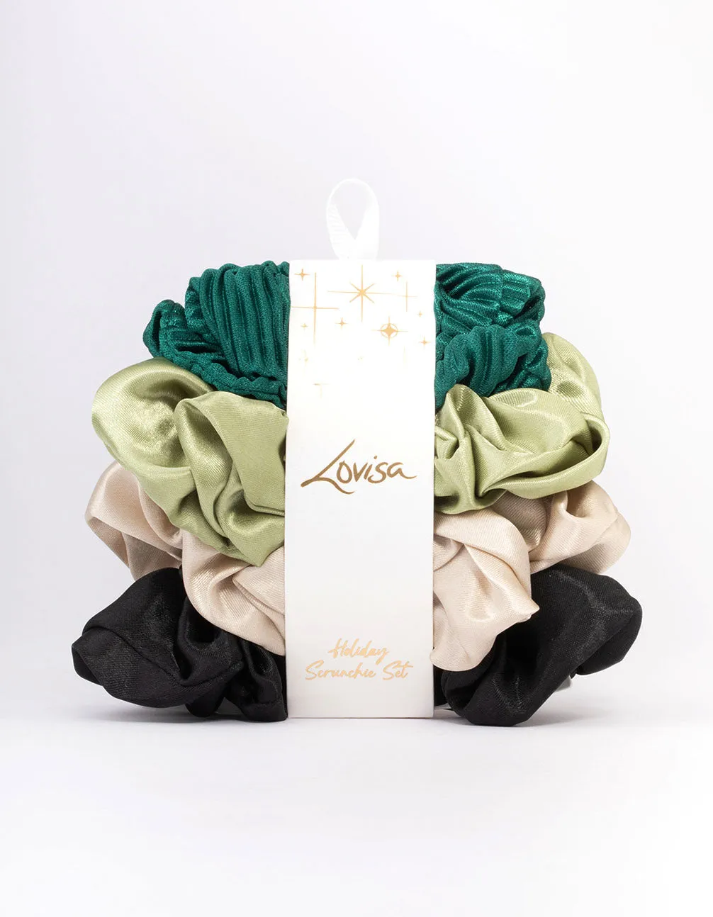 Green Christmas Hair Scrunchie Gift 4-Pack