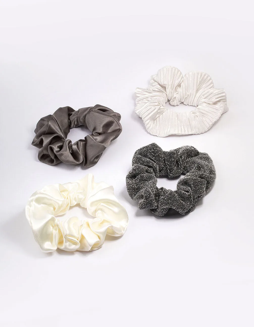 Grey & Cream Christmas Hair Scrunchie Gift 4-Pack