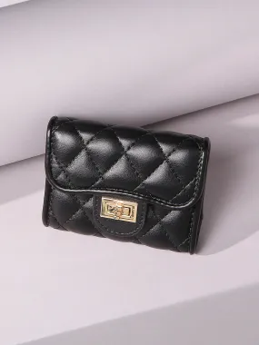 Inc.5 Women Black Textured Card Holder Wallet