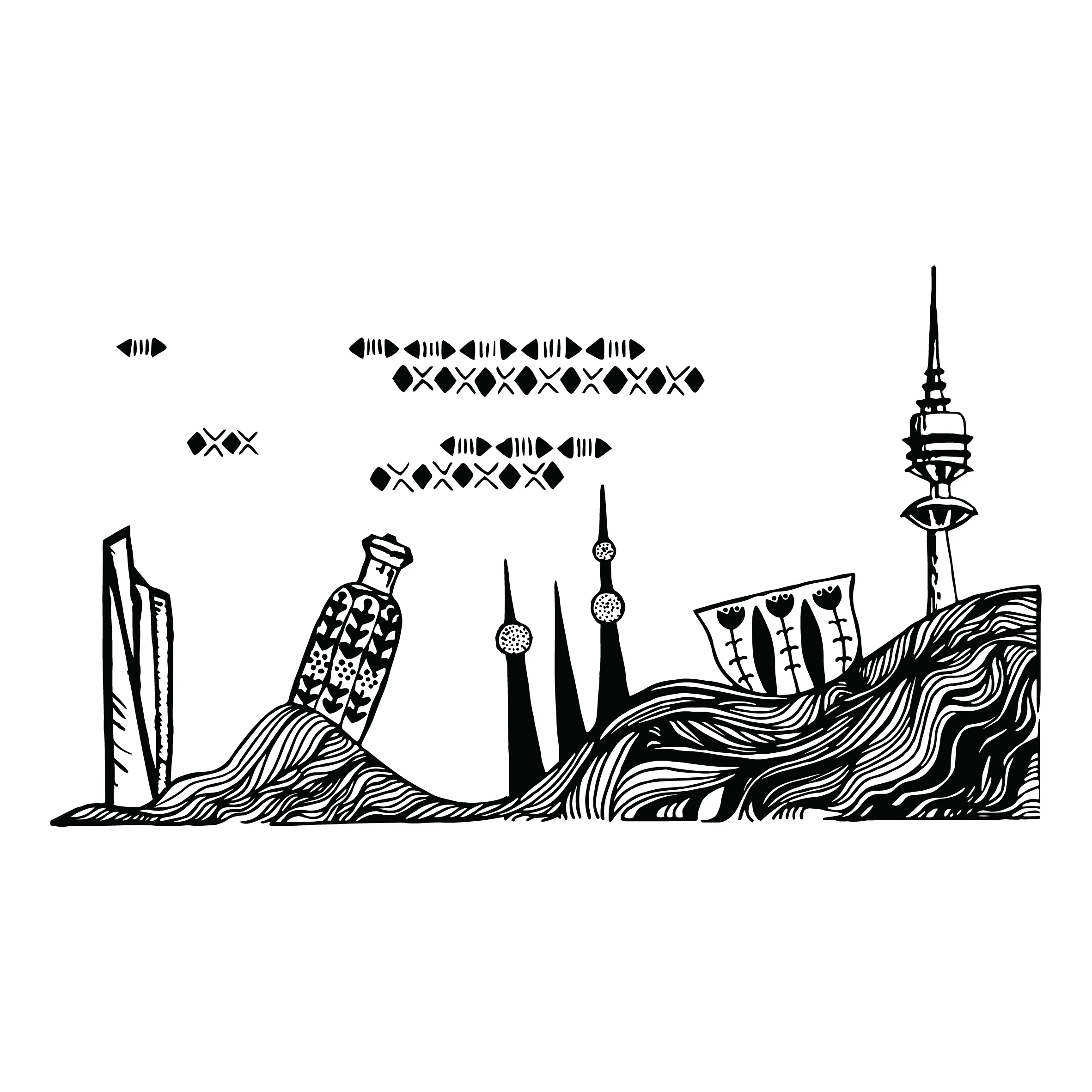 Kuwait Skyline (Thick T-shirt)