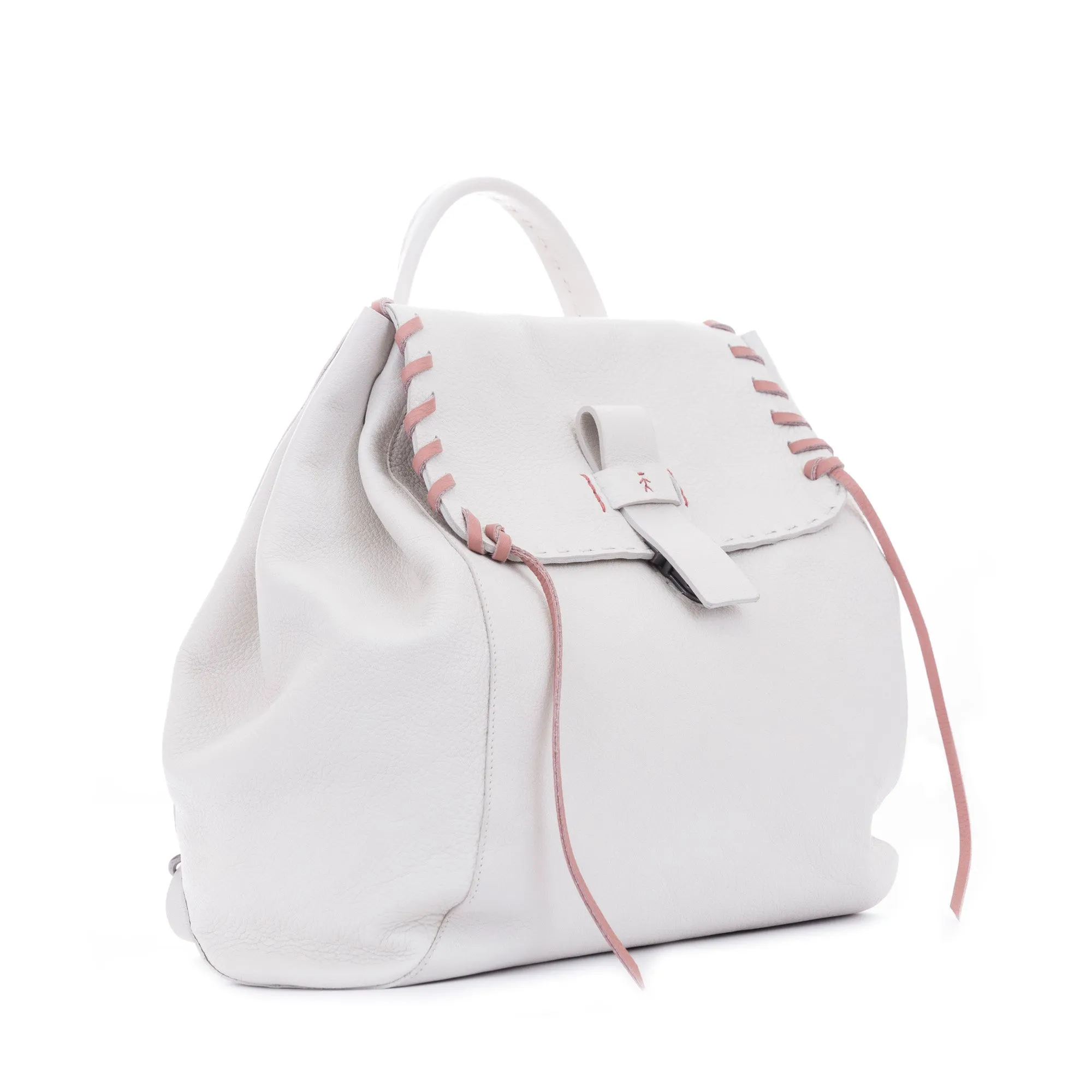 Lucy Backpack M Lacci Cervo Chalk White