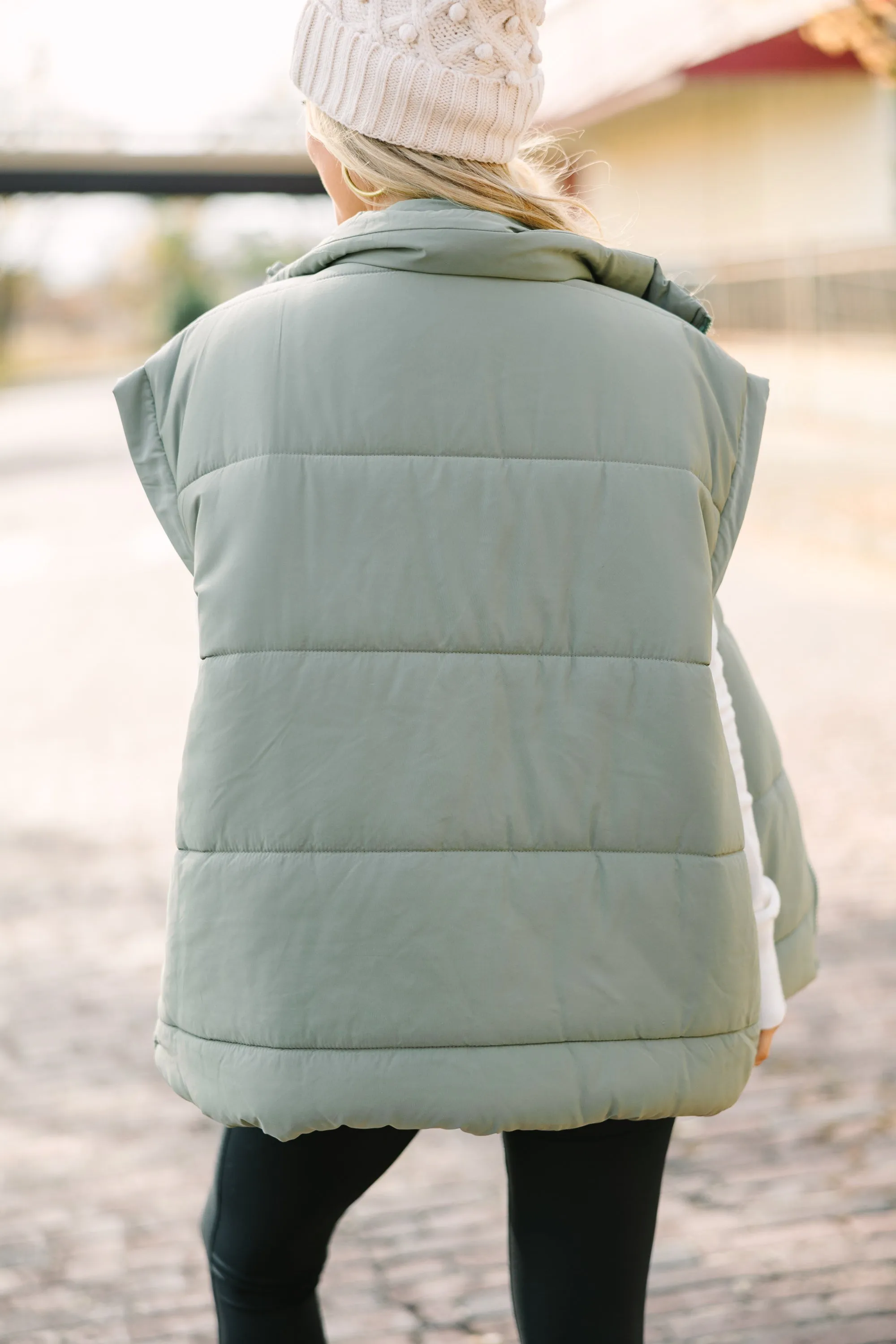 Make You Happy Army Green Quilted Vest