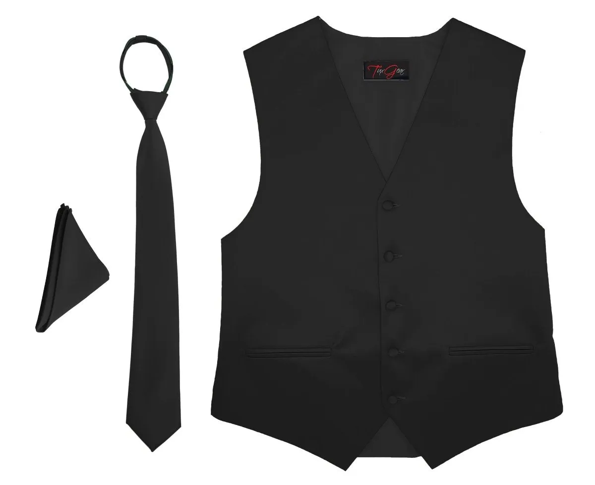 Mens Tuxedo Vest and Tie Sets Fullback Design in Popular Formal Wedding Colors