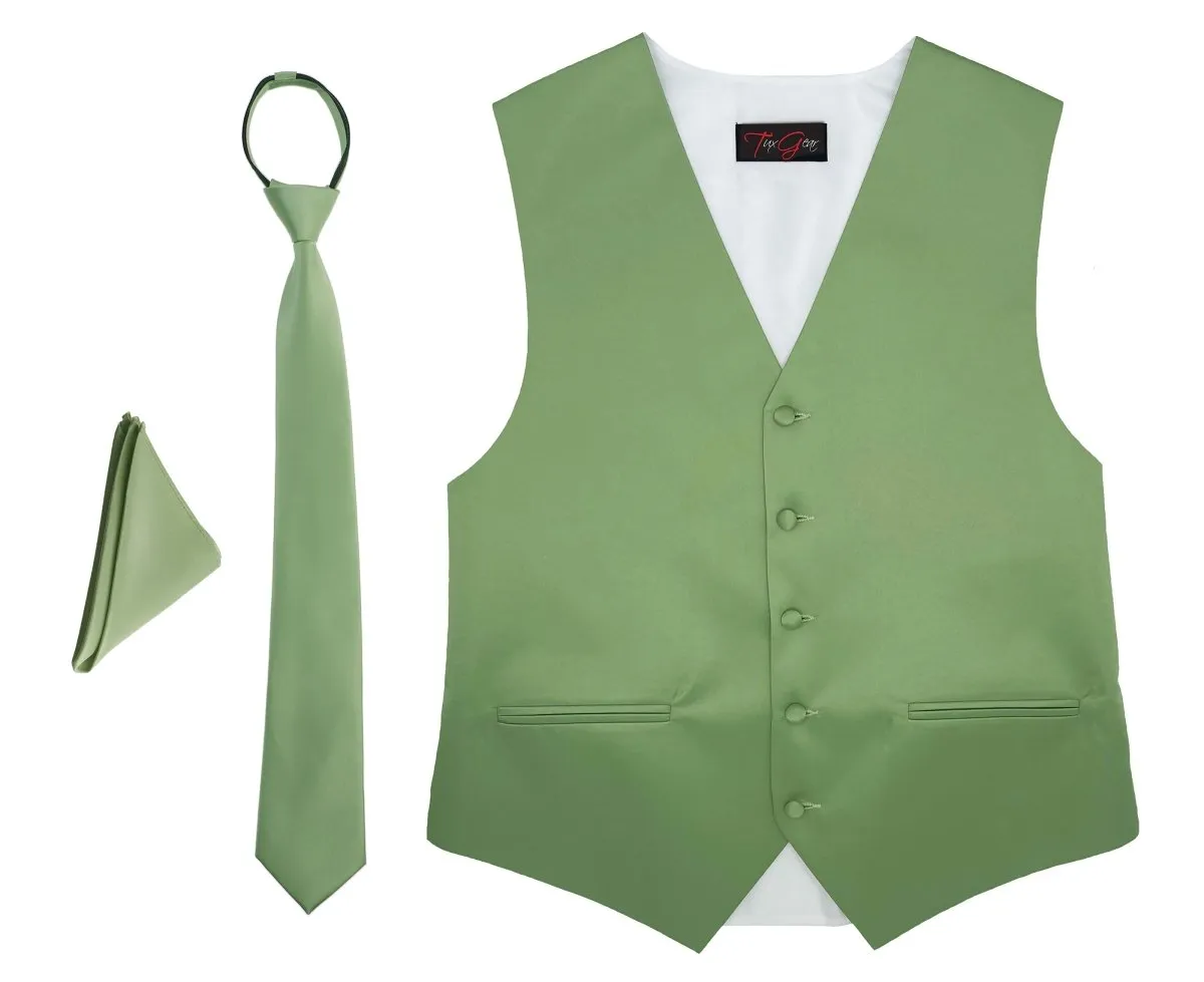 Mens Tuxedo Vest and Tie Sets Fullback Design in Popular Formal Wedding Colors