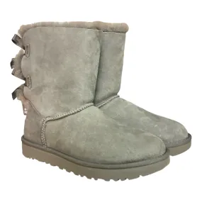 *No Box* UGG Women's Bailey Bow II Slip On Sheepskin Lining Mid-Calf Boot (Grey, 7)