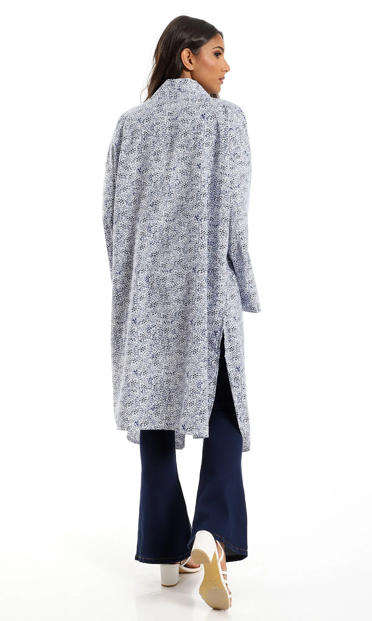 O156339 Bi-Tone Slip On Blue & White Cardigan