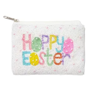 Pearl Embellished HAPPY EASTER Message Beaded Mini Pouch Bag