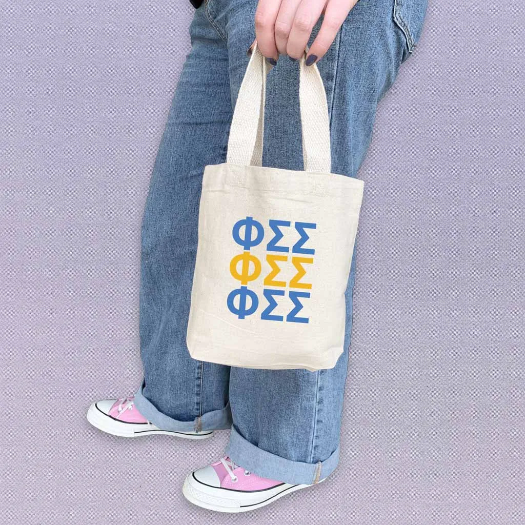 Phi Sigma Sigma Sorority Greek Letters Mini Tote Gift Bag