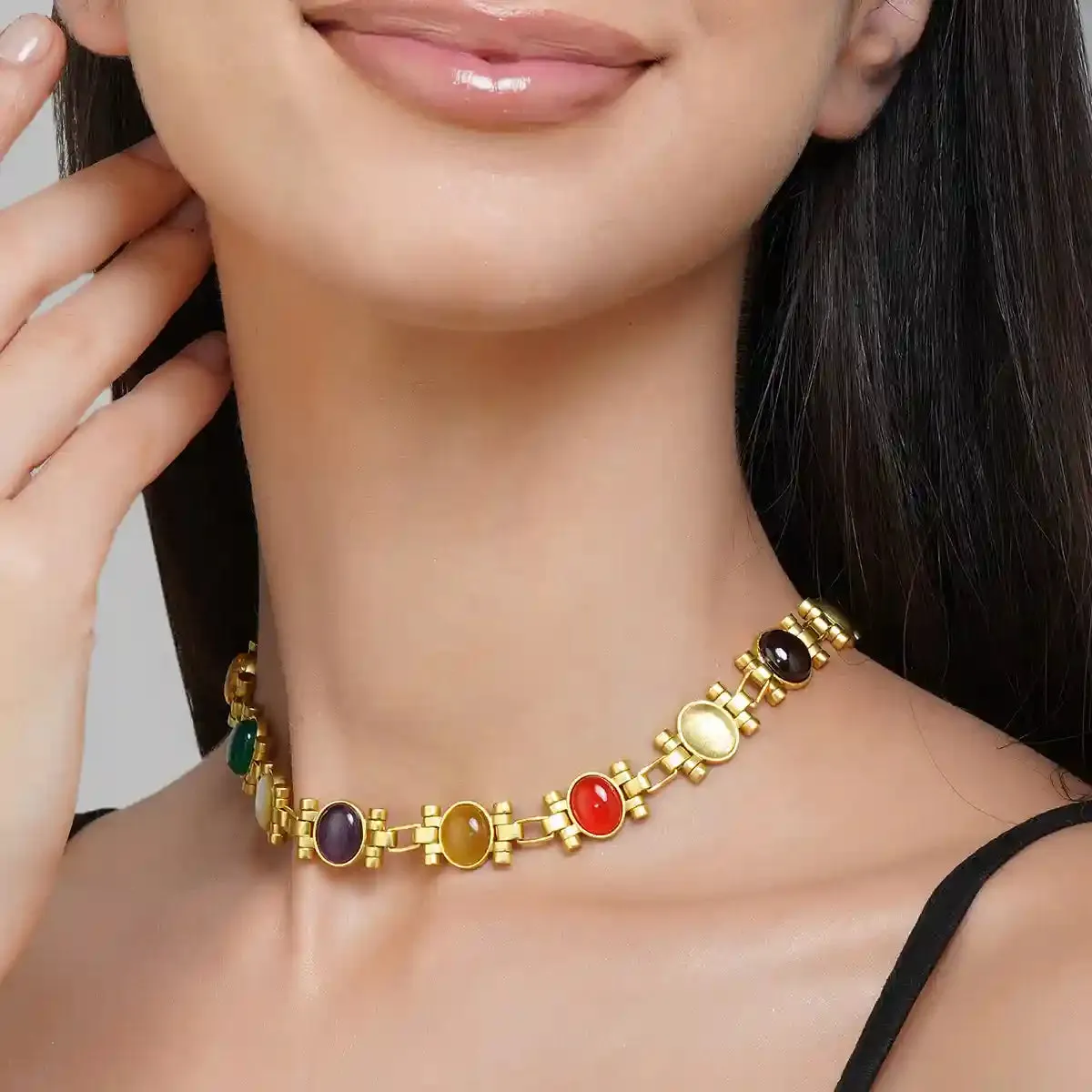 Power Moves Navratna Choker Necklace