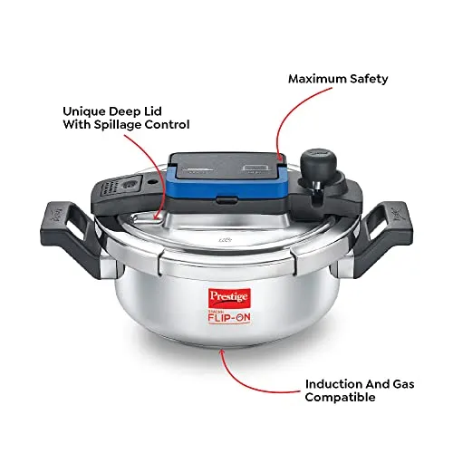 Prestige Svachh FLIP-ON MiniSS Pressure Cooker 18 cm-2 L with Glass Lid