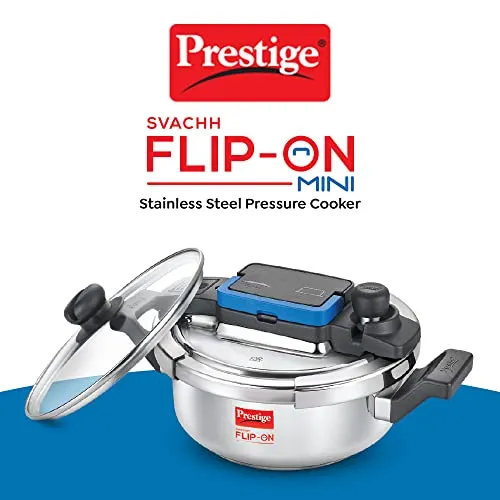 Prestige Svachh FLIP-ON MiniSS Pressure Cooker 18 cm-2 L with Glass Lid