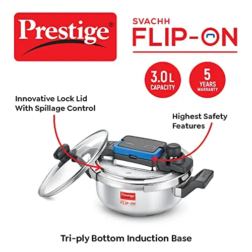 Prestige Svachh FLIP-ONSS Pressure Cooker 22 cm-3 L with Glass Lid