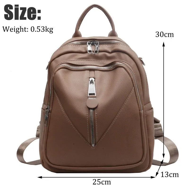 QB338 Cool Backpack - Solid Leather School Bag for Teenager Girls