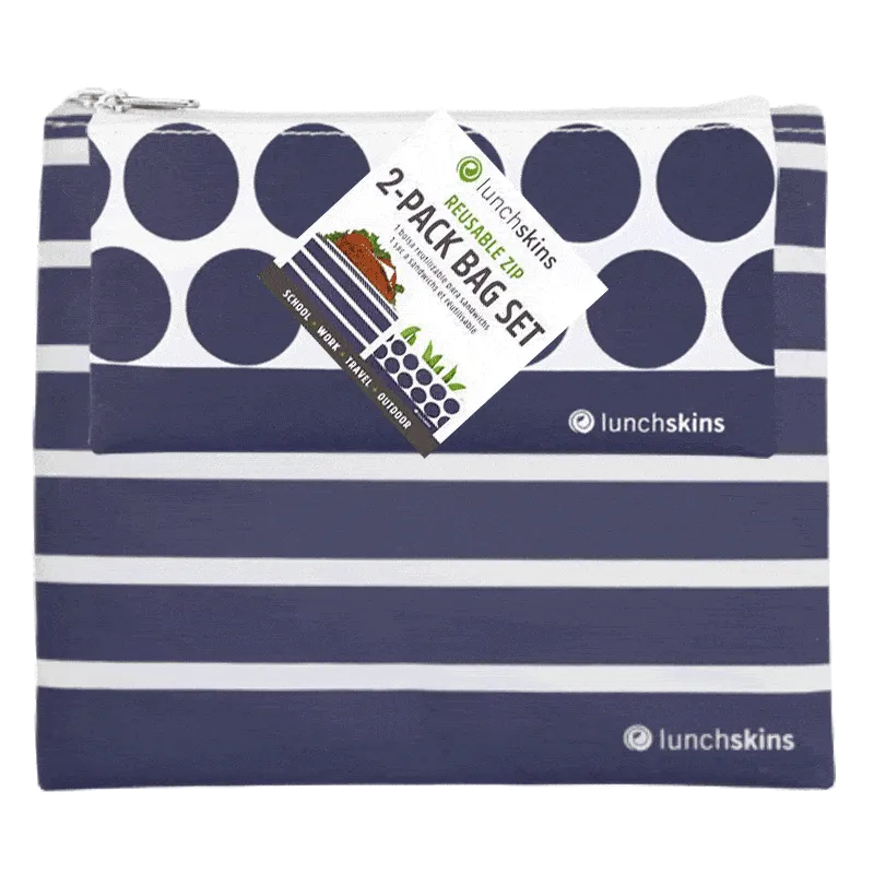 Reusable Zippered Sandwich Bag   Snack Bag 2-Pack Bundle Stripe