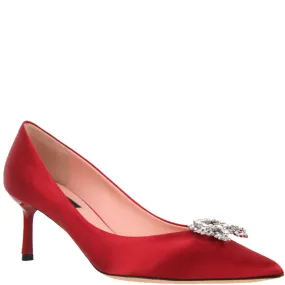 Rochas Pump 60 Satin, Cherry