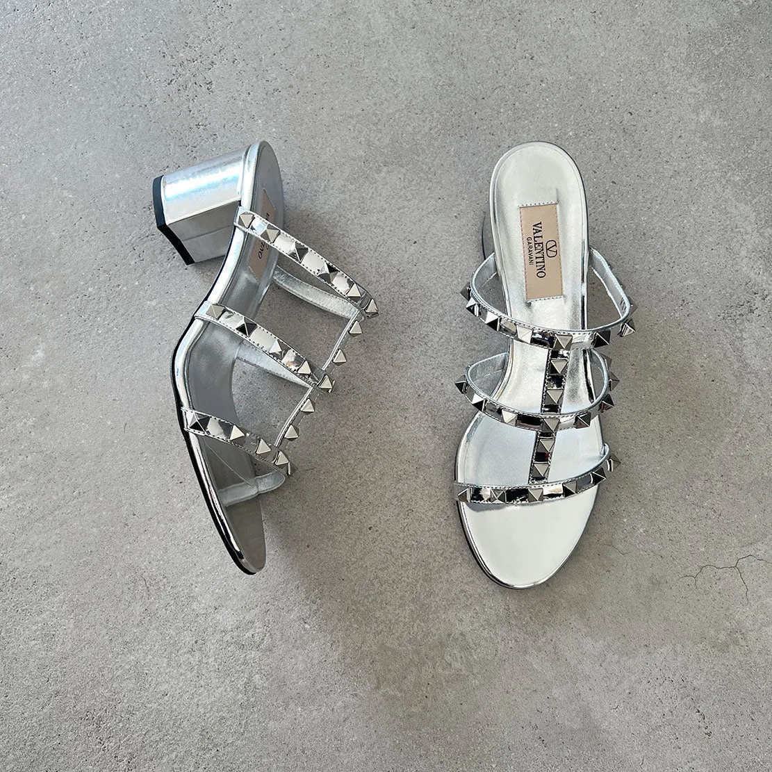 Rockstud Block Mule 60 Tonal, Silver