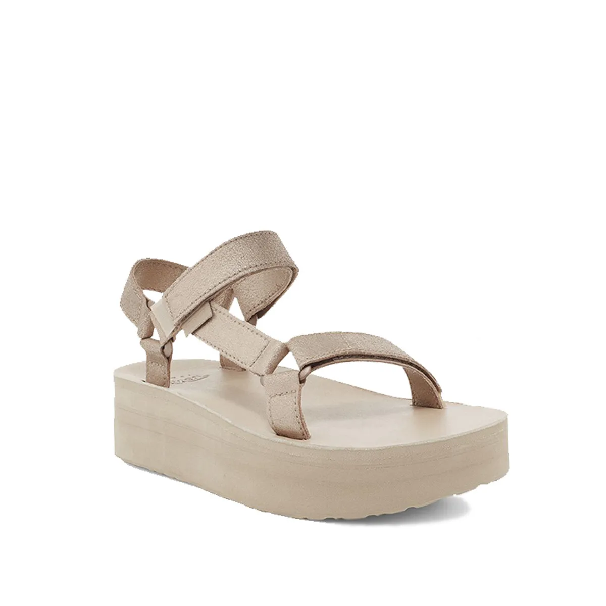 Teva Flatform Universal Leather Metallic Champagne  