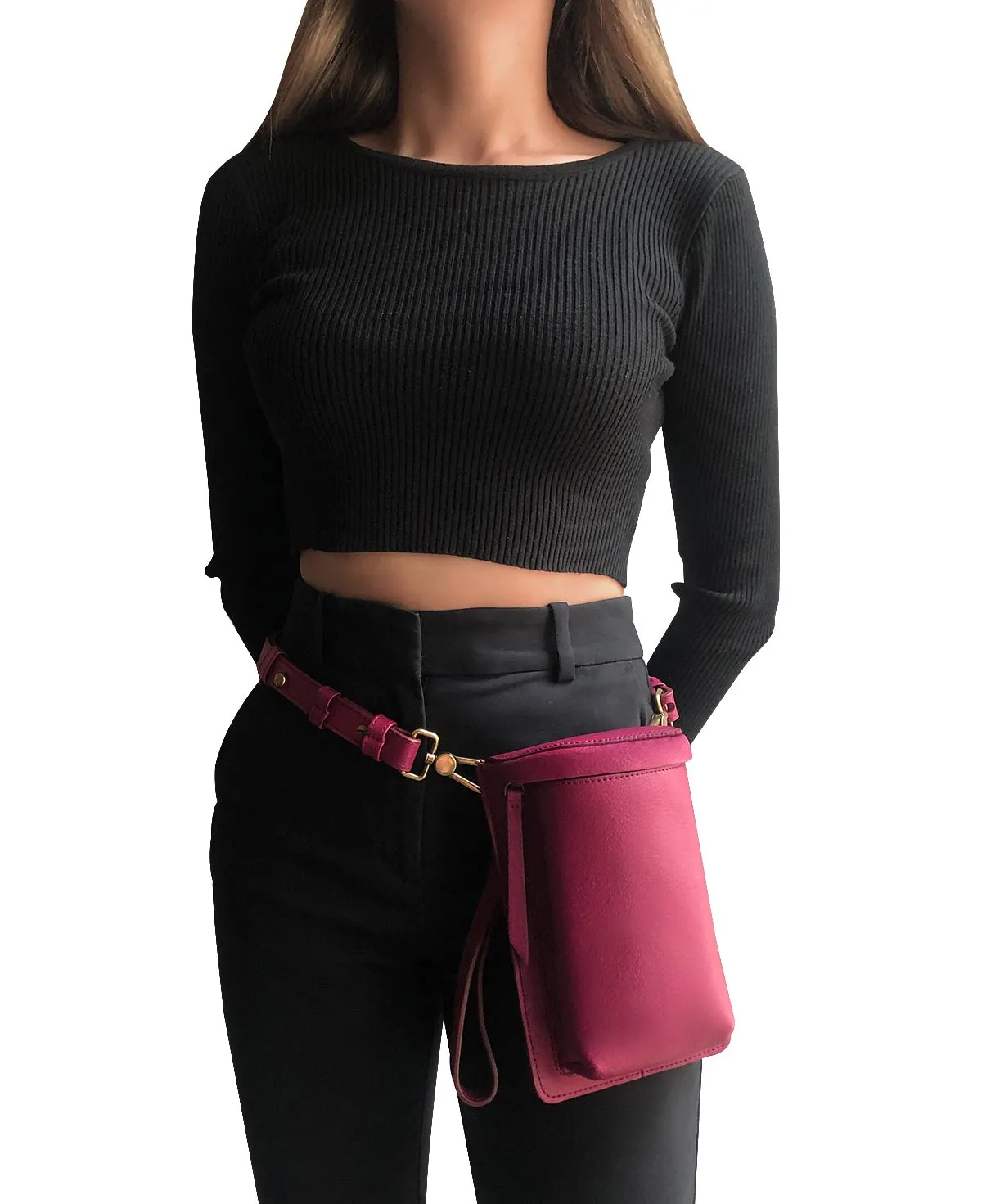 Uma Magenta Leather Crossbody Bag