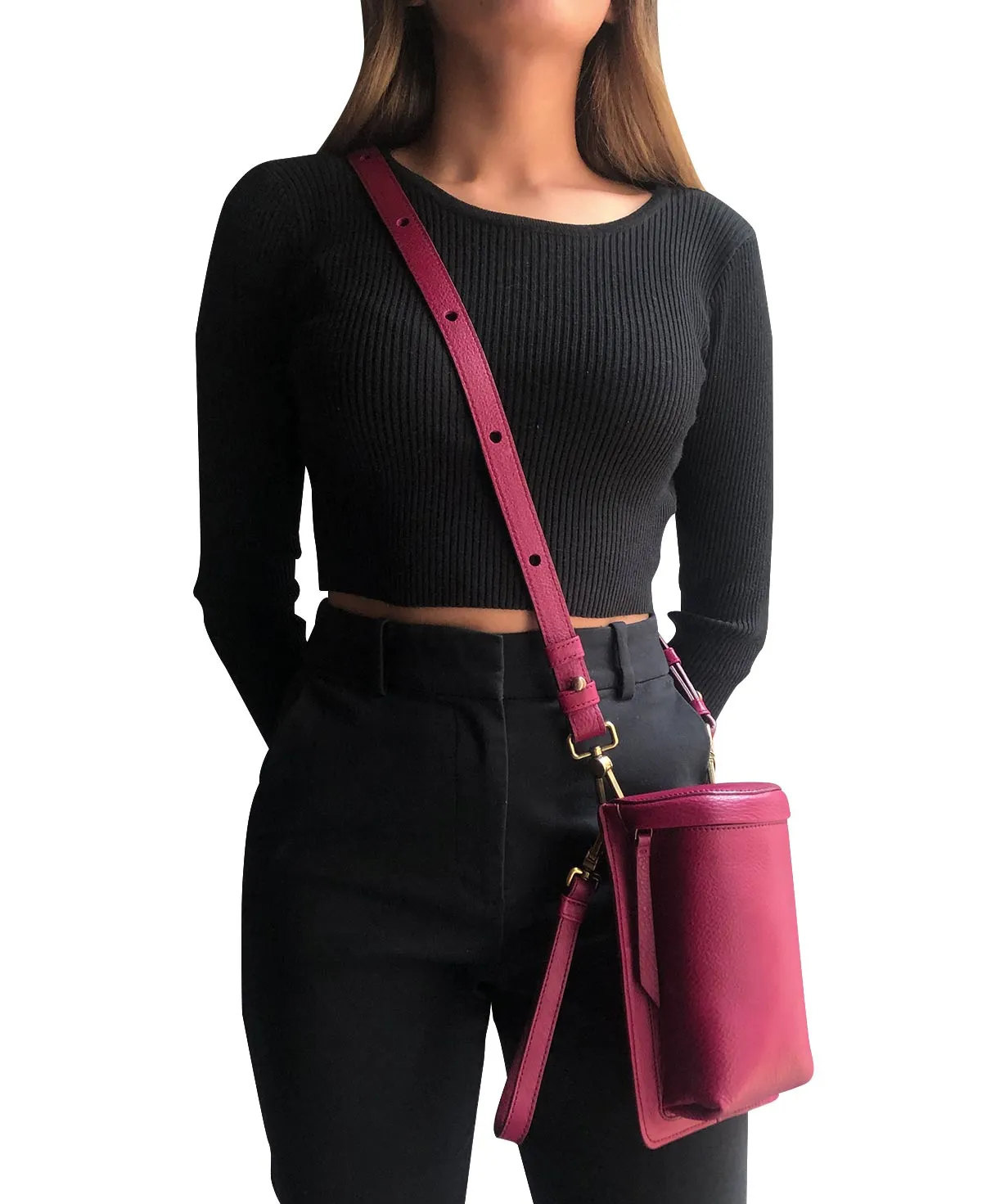 Uma Magenta Leather Crossbody Bag