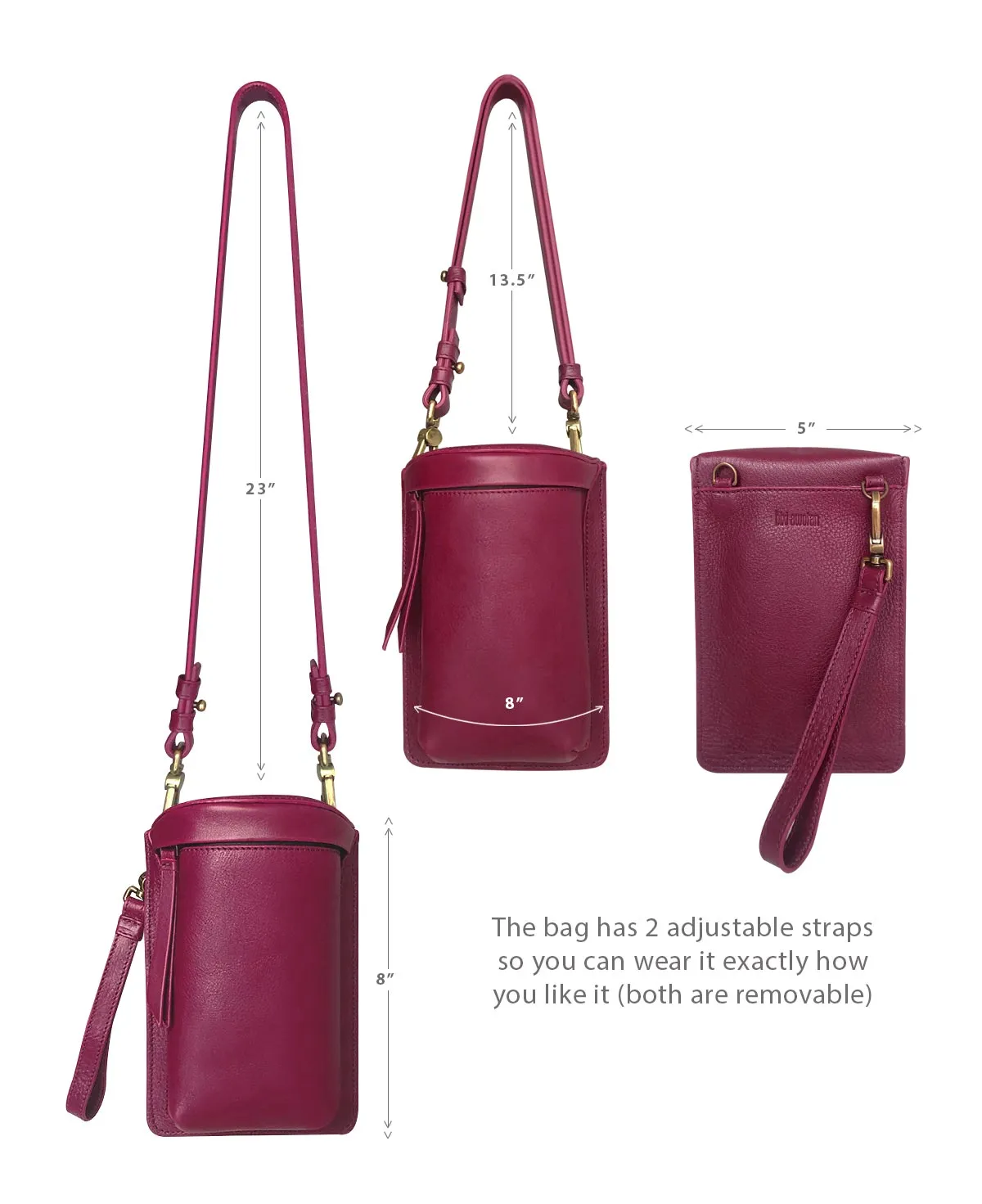 Uma Magenta Leather Crossbody Bag