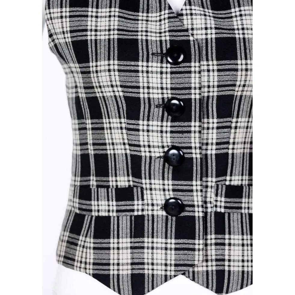 YVES SAINT LAURENT Black & White Wool Vest | Size US 4 - EU 36